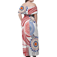 Tongan and Australian Culture Together Family Matching Off Shoulder Maxi Dress and Hawaiian Shirt Ngatu Art Tribal Aboriginal Tattoo Pattern - Polynesian Pride