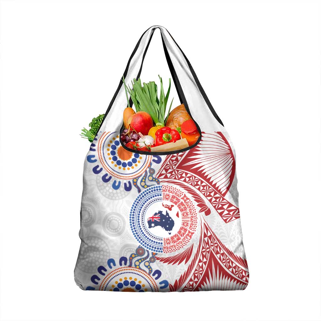 Tongan and Australian Culture Together Grocery Bag Ngatu Art Tribal Aboriginal Tattoo Pattern - Polynesian Pride
