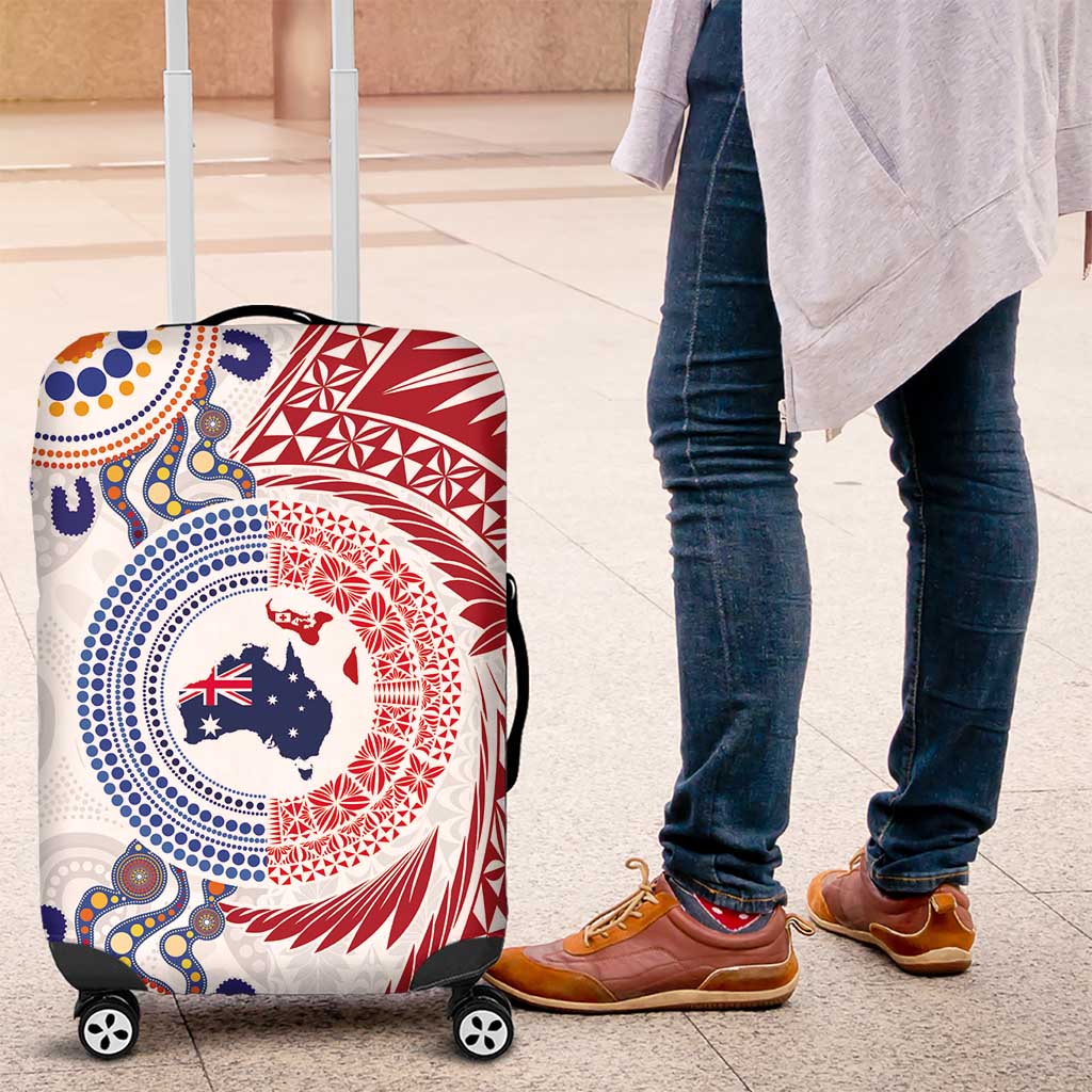 Tongan and Australian Culture Together Luggage Cover Ngatu Art Tribal Aboriginal Tattoo Pattern - Polynesian Pride