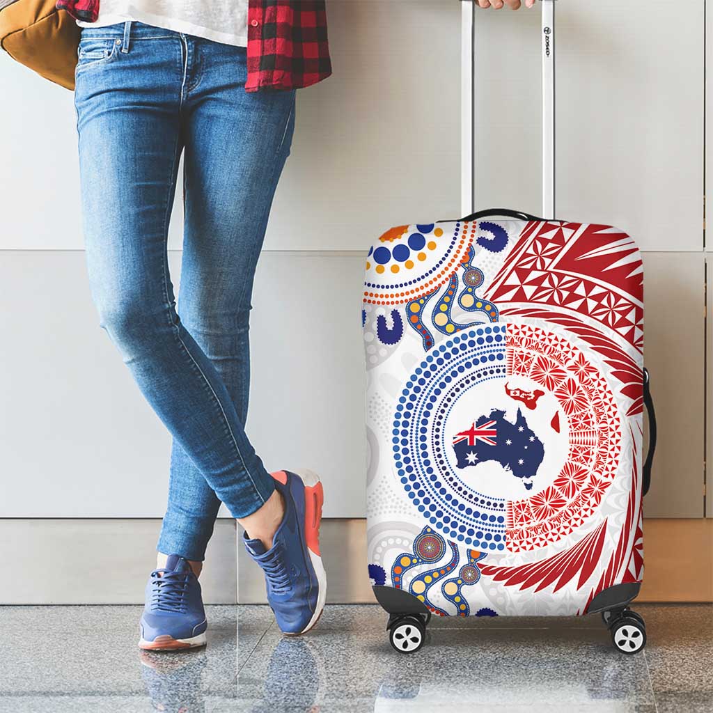 Tongan and Australian Culture Together Luggage Cover Ngatu Art Tribal Aboriginal Tattoo Pattern - Polynesian Pride