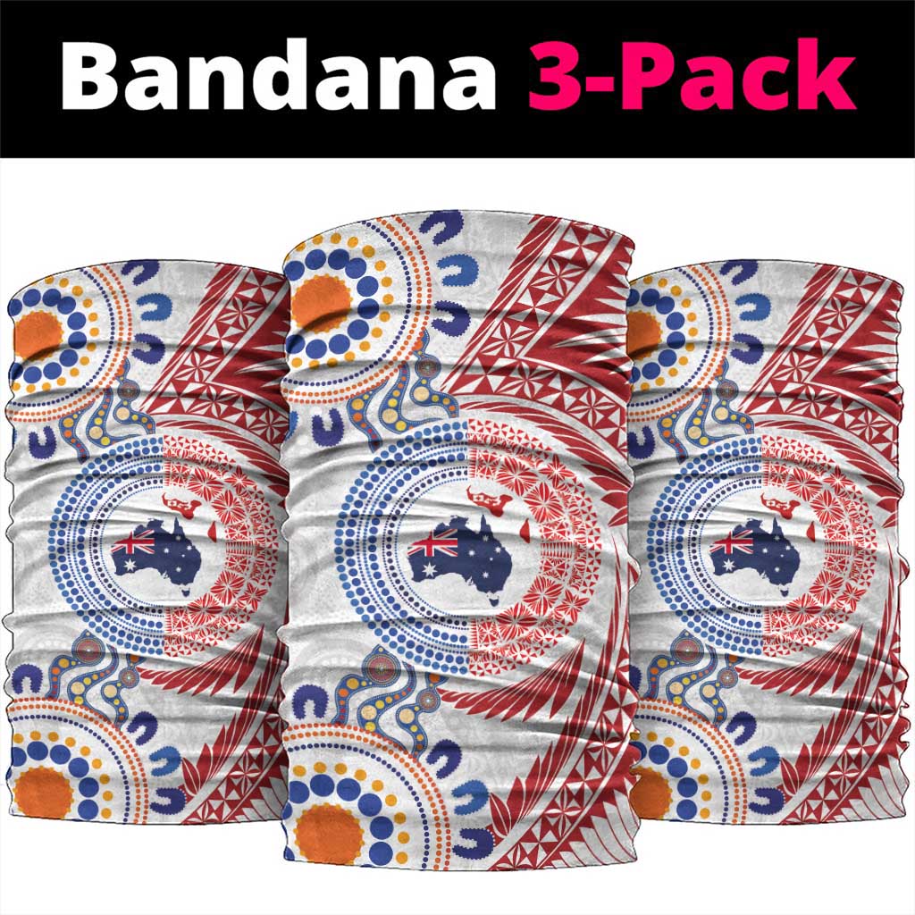 Tongan and Australian Culture Together Neck Gaiter Ngatu Art Tribal Aboriginal Tattoo Pattern - Polynesian Pride