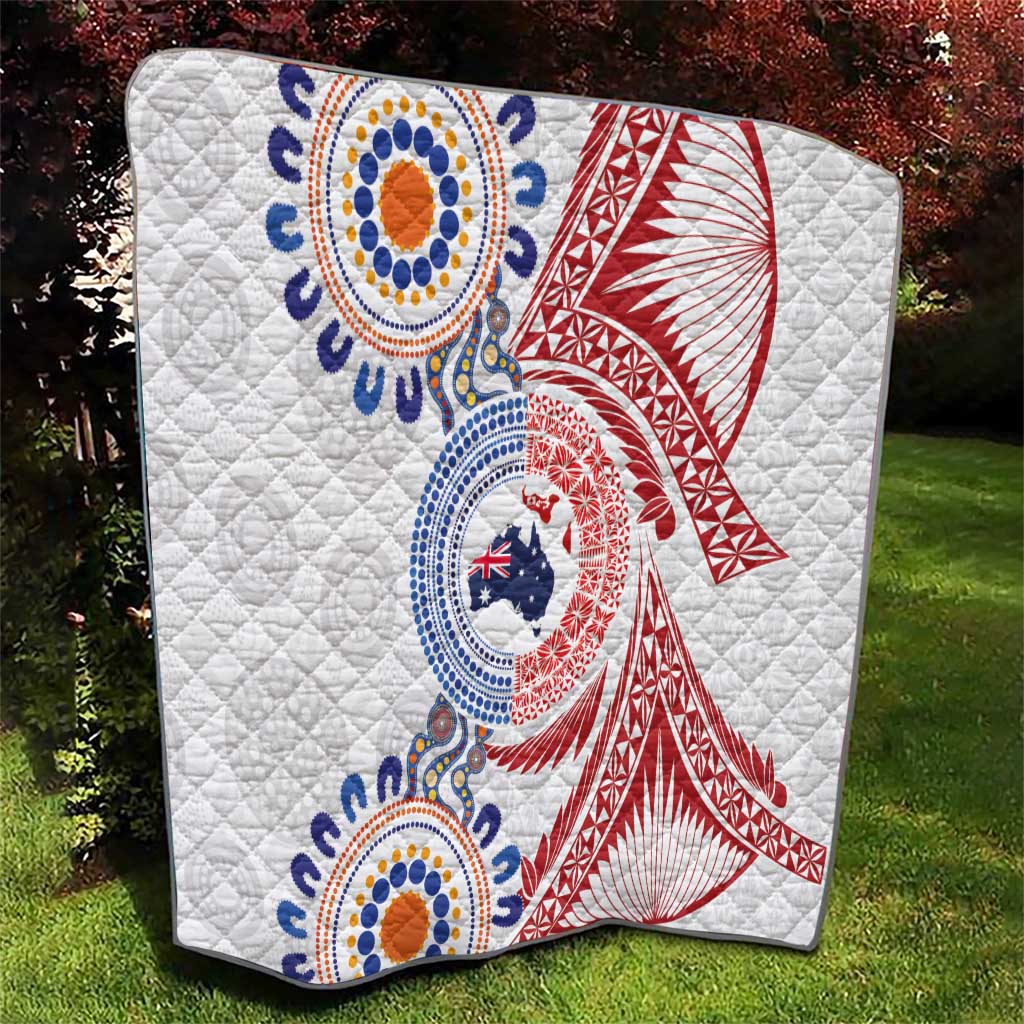 Tongan and Australian Culture Together Quilt Ngatu Art Tribal Aboriginal Tattoo Pattern - Polynesian Pride