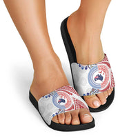 Tongan and Australian Culture Together Slide Sandals Ngatu Art Tribal Aboriginal Tattoo Pattern - Polynesian Pride