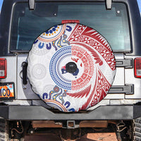 Tongan and Australian Culture Together Spare Tire Cover Ngatu Art Tribal Aboriginal Tattoo Pattern - Polynesian Pride