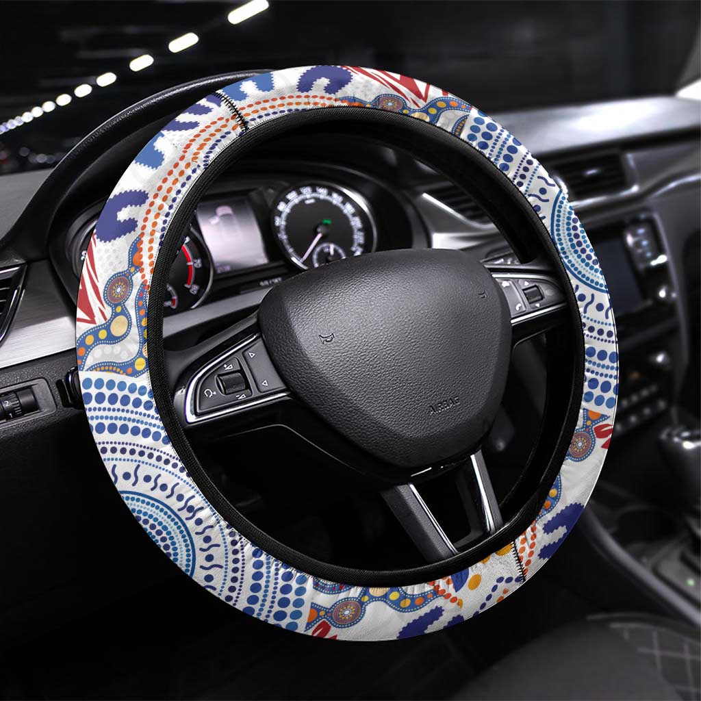 Tongan and Australian Culture Together Steering Wheel Cover Ngatu Art Tribal Aboriginal Tattoo Pattern - Polynesian Pride