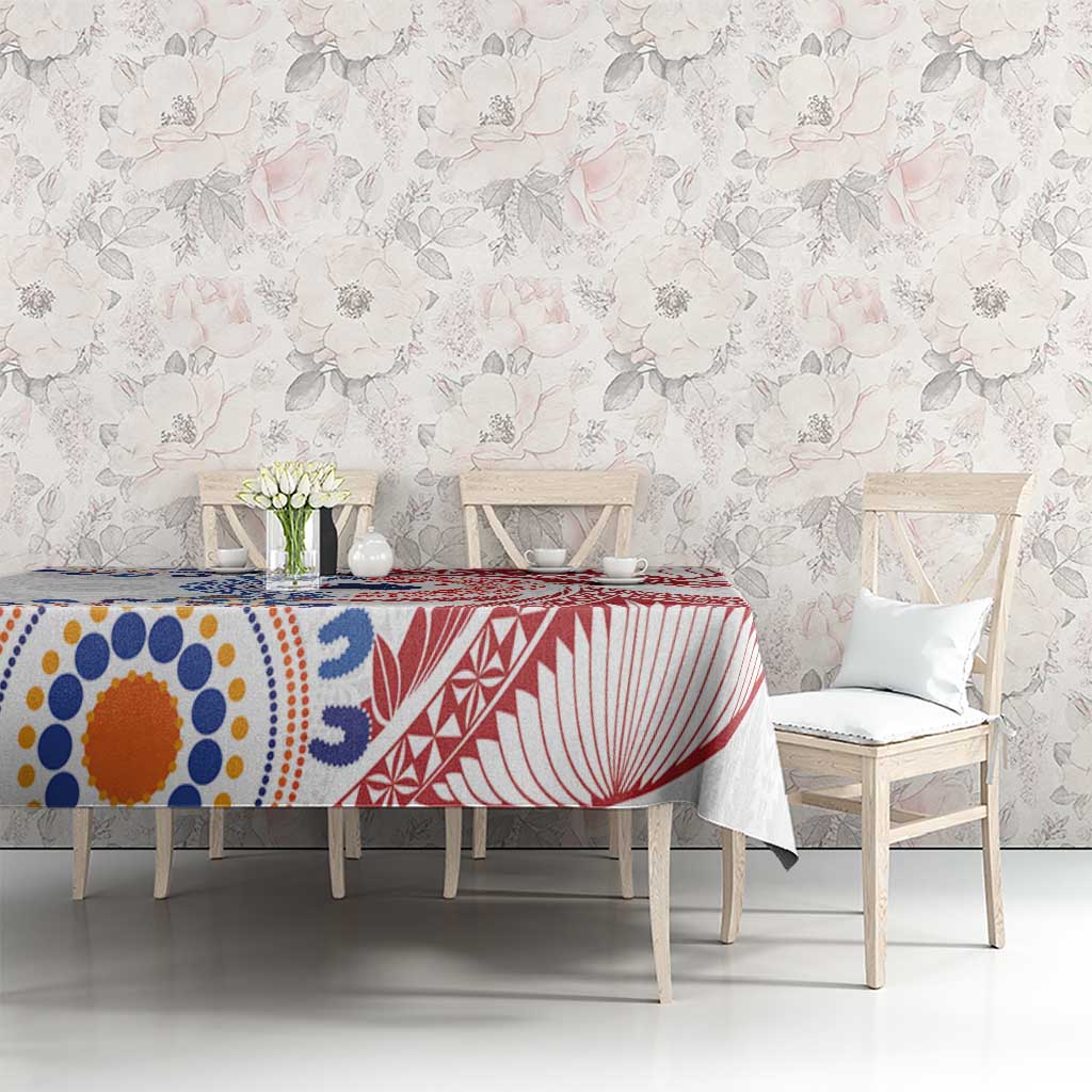 Tongan and Australian Culture Together Tablecloth Ngatu Art Tribal Aboriginal Tattoo Pattern - Polynesian Pride