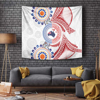 Tongan and Australian Culture Together Tapestry Ngatu Art Tribal Aboriginal Tattoo Pattern - Polynesian Pride