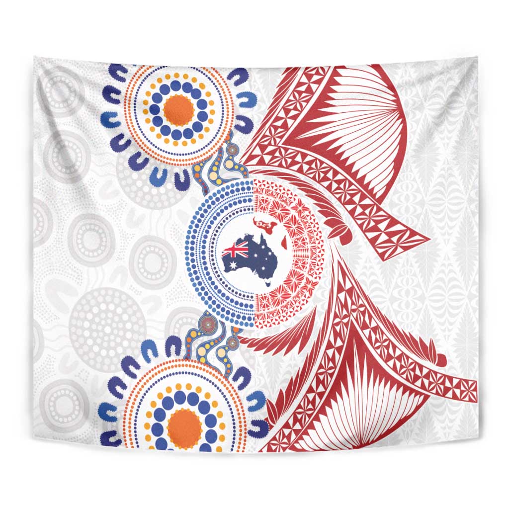 Tongan and Australian Culture Together Tapestry Ngatu Art Tribal Aboriginal Tattoo Pattern - Polynesian Pride