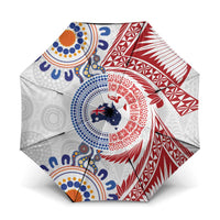 Tongan and Australian Culture Together Umbrella Ngatu Art Tribal Aboriginal Tattoo Pattern - Polynesian Pride