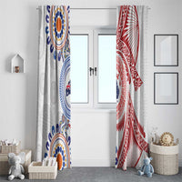 Tongan and Australian Culture Together Window Curtain Ngatu Art Tribal Aboriginal Tattoo Pattern - Polynesian Pride