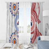 Tongan and Australian Culture Together Window Curtain Ngatu Art Tribal Aboriginal Tattoo Pattern - Polynesian Pride