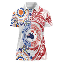 Tongan and Australian Culture Together Women Polo Shirt Ngatu Art Tribal Aboriginal Tattoo Pattern - Polynesian Pride