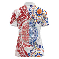 Tongan and Australian Culture Together Women Polo Shirt Ngatu Art Tribal Aboriginal Tattoo Pattern - Polynesian Pride