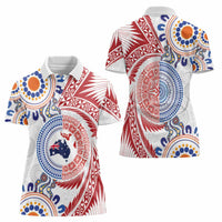 Tongan and Australian Culture Together Women Polo Shirt Ngatu Art Tribal Aboriginal Tattoo Pattern - Polynesian Pride