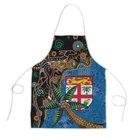 Fijian and Australian Culture Together Apron Aboriginal Art and Tapa Motifs with Kangaroo and Palm Tree - Polynesian Pride