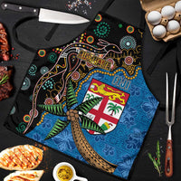 Fijian and Australian Culture Together Apron Aboriginal Art and Tapa Motifs with Kangaroo and Palm Tree - Polynesian Pride