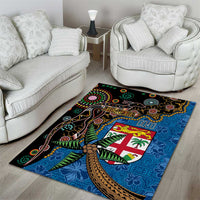 Fijian and Australian Culture Together Area Rug Aboriginal Art and Tapa Motifs with Kangaroo and Palm Tree - Polynesian Pride