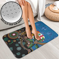 Fijian and Australian Culture Together Bathroom Set Aboriginal Art and Tapa Motifs with Kangaroo and Palm Tree - Polynesian Pride