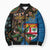 Fijian and Australian Culture Together Bomber Puffer Jacket Aboriginal Art and Tapa Motifs with Kangaroo and Palm Tree - Polynesian Pride