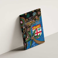 Fijian and Australian Culture Together Canvas Wall Art Aboriginal Art and Tapa Motifs with Kangaroo and Palm Tree - Polynesian Pride