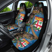 Fijian and Australian Culture Together Car Seat Cover Aboriginal Art and Tapa Motifs with Kangaroo and Palm Tree - Polynesian Pride
