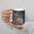 Fijian and Australian Culture Together Ceramic Mug Aboriginal Art and Tapa Motifs with Kangaroo and Palm Tree - Polynesian Pride