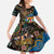 Fijian and Australian Culture Together Family Matching Off The Shoulder Long Sleeve Dress and Hawaiian Shirt Aboriginal Art and Tapa Motifs with Kangaroo and Palm Tree - Polynesian Pride