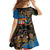 Fijian and Australian Culture Together Family Matching Off The Shoulder Long Sleeve Dress and Hawaiian Shirt Aboriginal Art and Tapa Motifs with Kangaroo and Palm Tree - Polynesian Pride