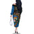 Fijian and Australian Culture Together Family Matching Off The Shoulder Long Sleeve Dress and Hawaiian Shirt Aboriginal Art and Tapa Motifs with Kangaroo and Palm Tree - Polynesian Pride
