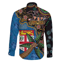 Fijian and Australian Culture Together Family Matching Puletasi and Hawaiian Shirt Aboriginal Art and Tapa Motifs with Kangaroo and Palm Tree - Polynesian Pride