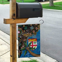 Fijian and Australian Culture Together Garden Flag Aboriginal Art and Tapa Motifs with Kangaroo and Palm Tree - Polynesian Pride