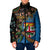 Fijian and Australian Culture Together Padded Jacket Aboriginal Art and Tapa Motifs with Kangaroo and Palm Tree - Polynesian Pride
