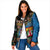 Fijian and Australian Culture Together Padded Jacket Aboriginal Art and Tapa Motifs with Kangaroo and Palm Tree - Polynesian Pride