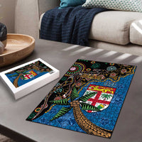 Fijian and Australian Culture Together Puzzle Aboriginal Art and Tapa Motifs with Kangaroo and Palm Tree - Polynesian Pride