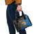 Fijian and Australian Culture Together Shoulder Handbag Aboriginal Art and Tapa Motifs with Kangaroo and Palm Tree - Polynesian Pride