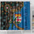 Fijian and Australian Culture Together Shower Curtain Aboriginal Art and Tapa Motifs with Kangaroo and Palm Tree - Polynesian Pride