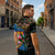 Fijian and Australian Culture Together Zipper Polo Shirt Aboriginal Art and Tapa Motifs with Kangaroo and Palm Tree - Polynesian Pride