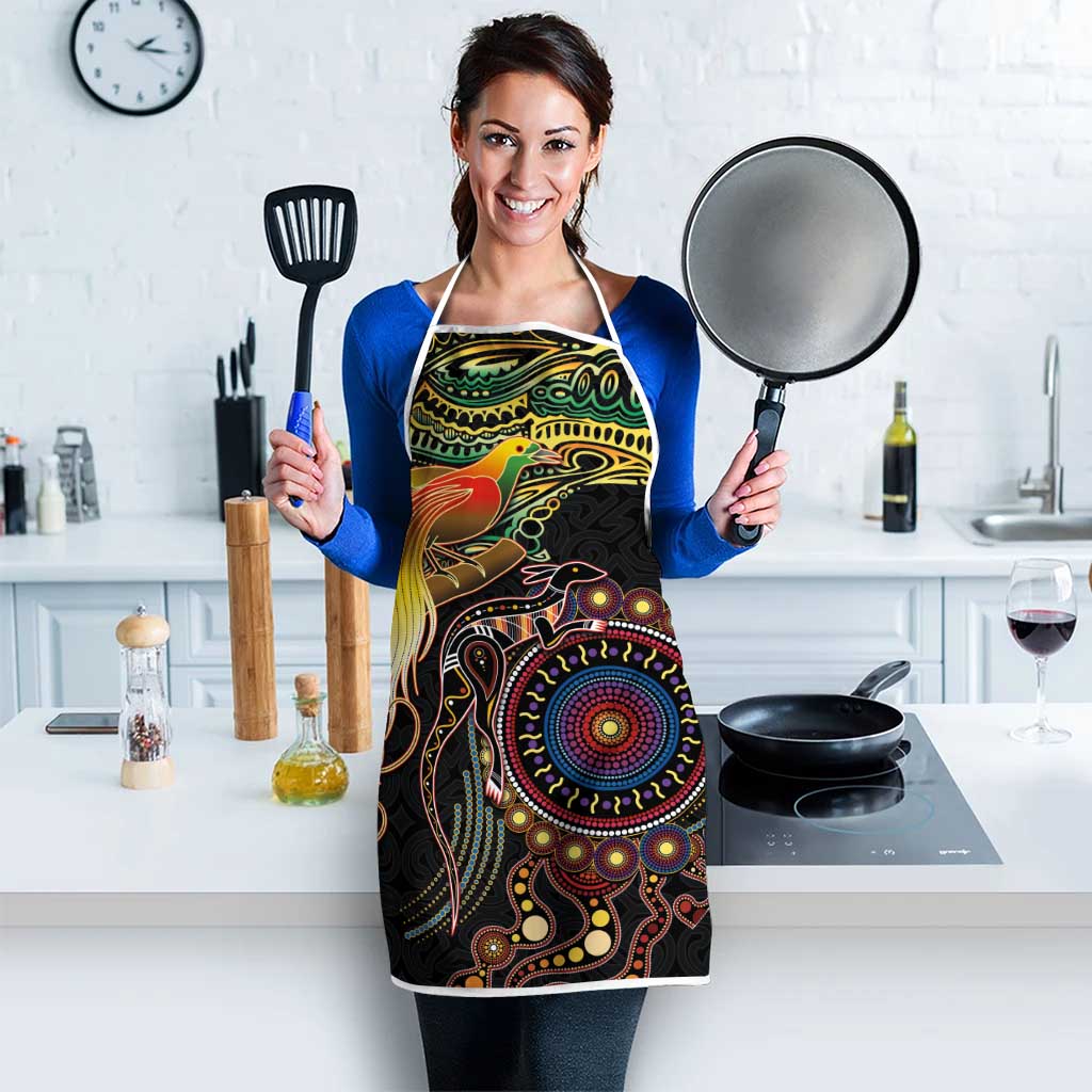 Papua New Guinea and Australia Together Apron Bird of Paradise and Kangaroo Melanesian Aboriginal Motifs - Polynesian Pride