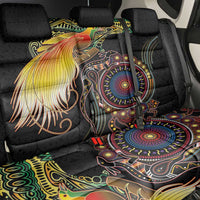 Papua New Guinea and Australia Together Back Car Seat Cover Bird of Paradise and Kangaroo Melanesian Aboriginal Motifs - Polynesian Pride