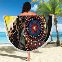 Papua New Guinea and Australia Together Beach Blanket Bird of Paradise and Kangaroo Melanesian Aboriginal Motifs - Polynesian Pride