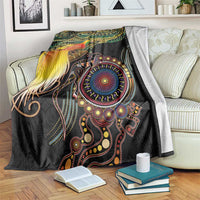 Papua New Guinea and Australia Together Blanket Bird of Paradise and Kangaroo Melanesian Aboriginal Motifs - Polynesian Pride