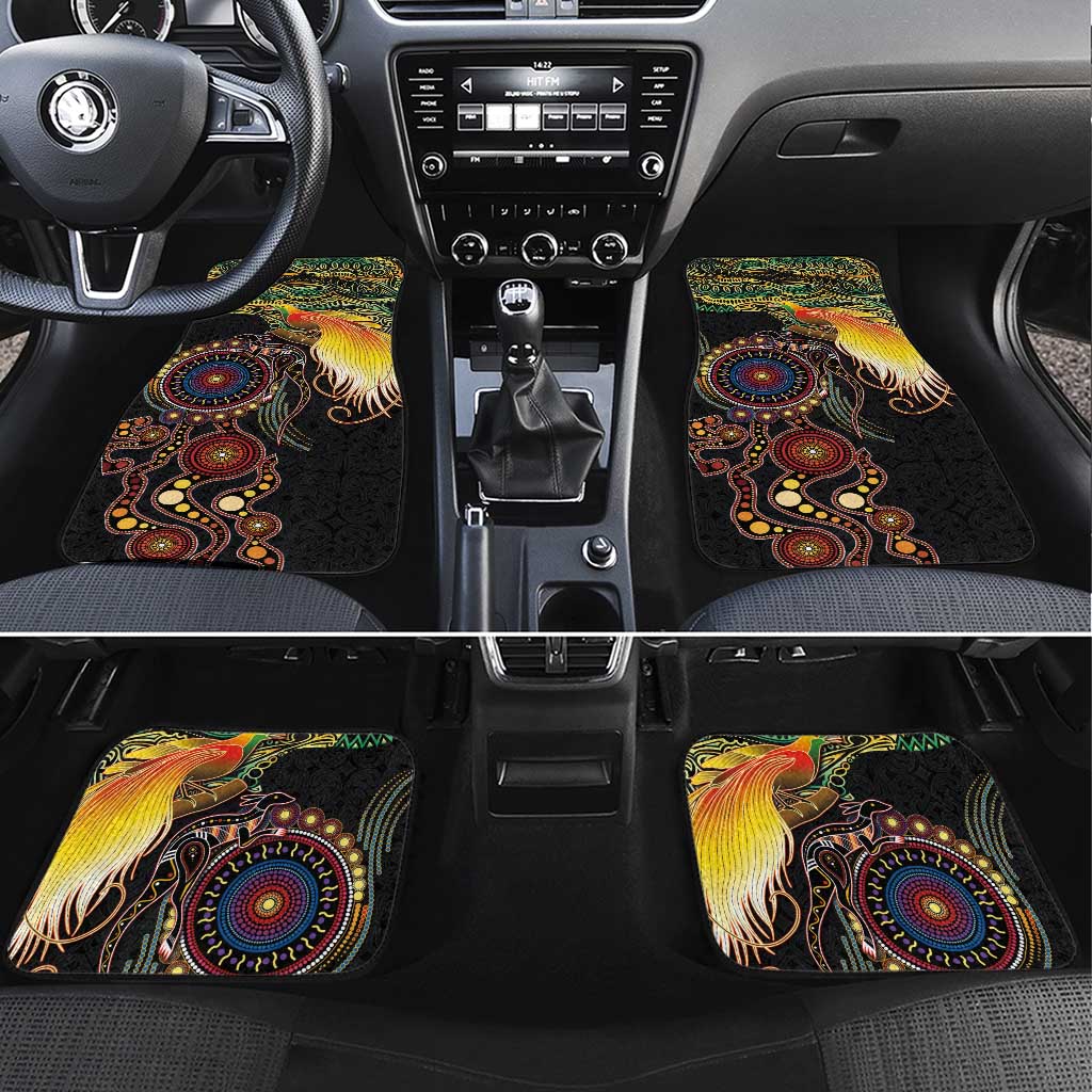 Papua New Guinea and Australia Together Car Mats Bird of Paradise and Kangaroo Melanesian Aboriginal Motifs - Polynesian Pride