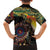 Papua New Guinea and Australia Together Family Matching Off The Shoulder Long Sleeve Dress and Hawaiian Shirt Bird of Paradise and Kangaroo Melanesian Aboriginal Motifs - Polynesian Pride