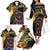 Papua New Guinea and Australia Together Family Matching Off The Shoulder Long Sleeve Dress and Hawaiian Shirt Bird of Paradise and Kangaroo Melanesian Aboriginal Motifs - Polynesian Pride