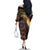 Papua New Guinea and Australia Together Family Matching Off The Shoulder Long Sleeve Dress and Hawaiian Shirt Bird of Paradise and Kangaroo Melanesian Aboriginal Motifs - Polynesian Pride