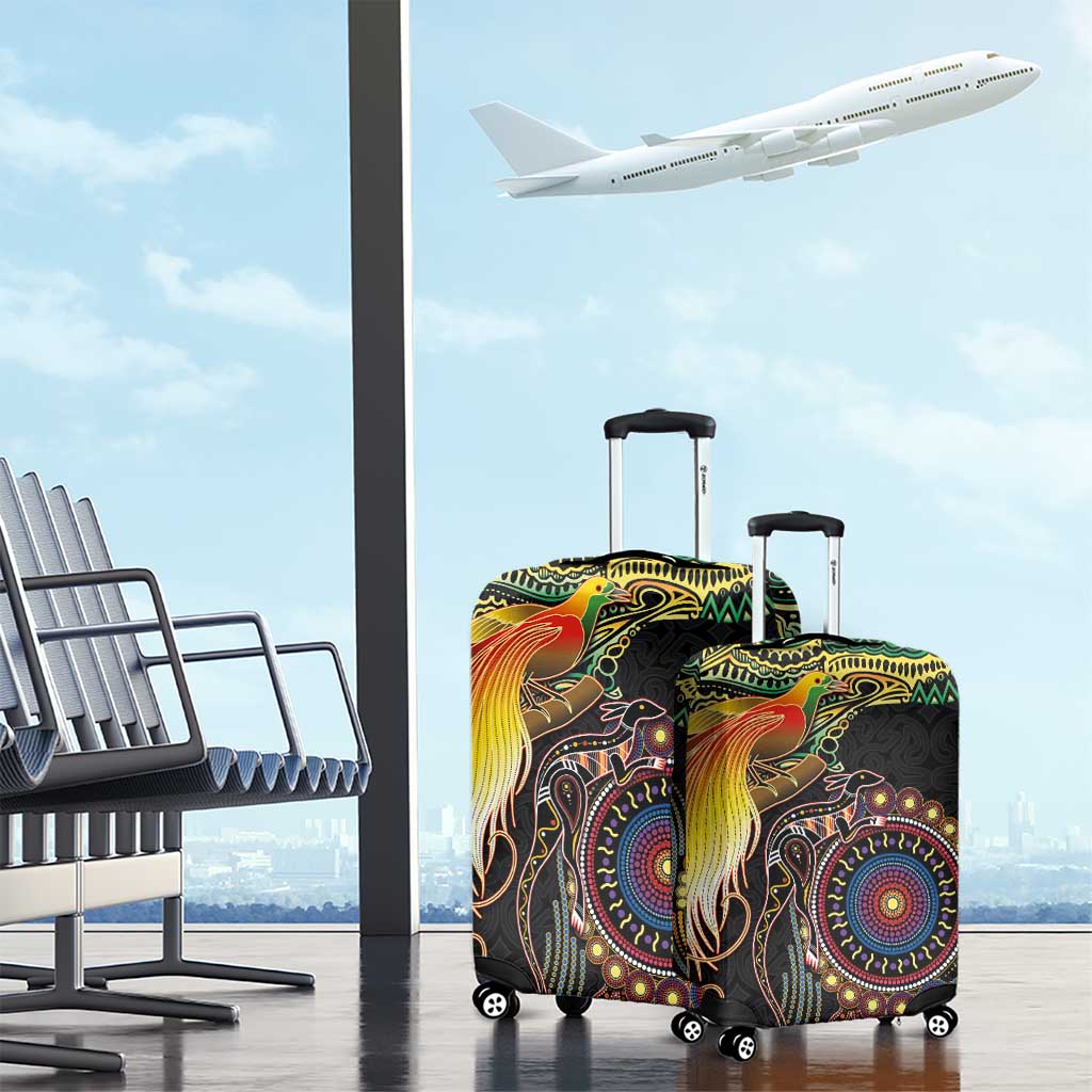 Papua New Guinea and Australia Together Luggage Cover Bird of Paradise and Kangaroo Melanesian Aboriginal Motifs - Polynesian Pride