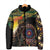 Papua New Guinea and Australia Together Padded Jacket Bird of Paradise and Kangaroo Melanesian Aboriginal Motifs - Polynesian Pride