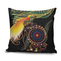 Papua New Guinea and Australia Together Pillow Cover Bird of Paradise and Kangaroo Melanesian Aboriginal Motifs - Polynesian Pride