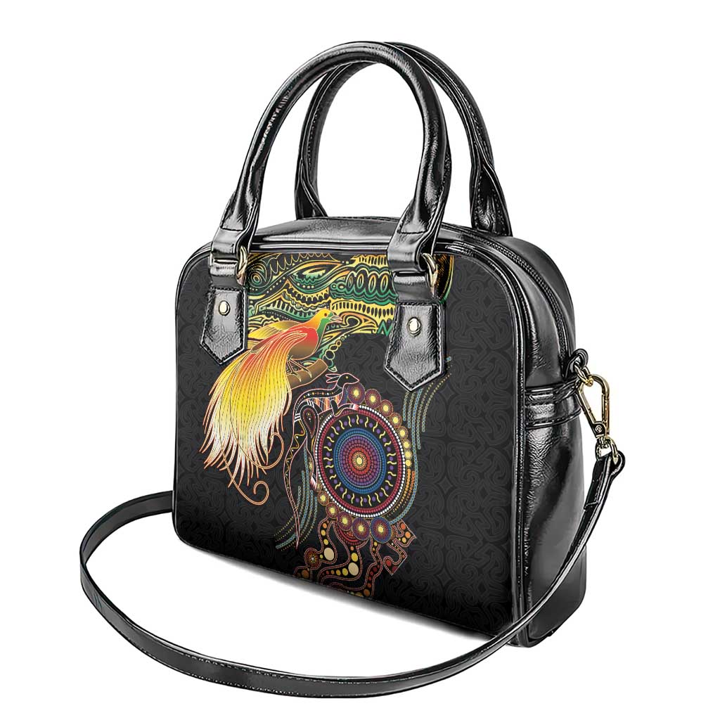 Papua New Guinea and Australia Together Shoulder Handbag Bird of Paradise and Kangaroo Melanesian Aboriginal Motifs - Polynesian Pride