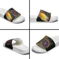 Papua New Guinea and Australia Together Slide Sandals Bird of Paradise and Kangaroo Melanesian Aboriginal Motifs - Polynesian Pride